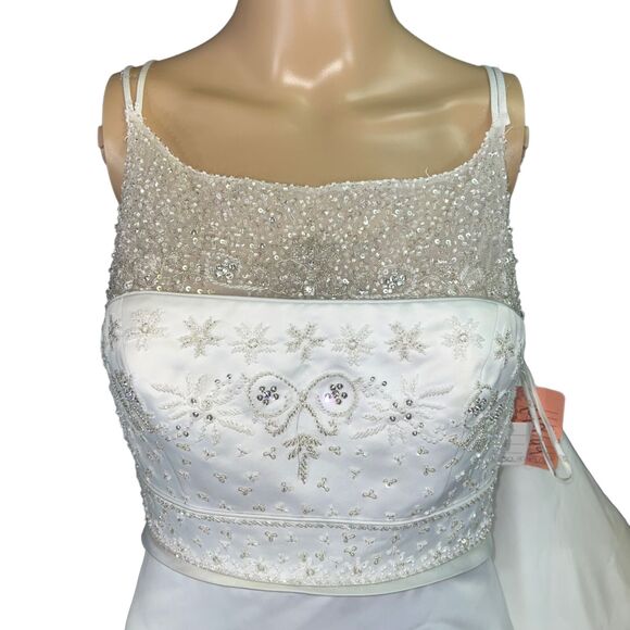 Signature Womens Wedding Dress Gown Beaded Bridal White Sheer Long Train - Picture 2 of 13